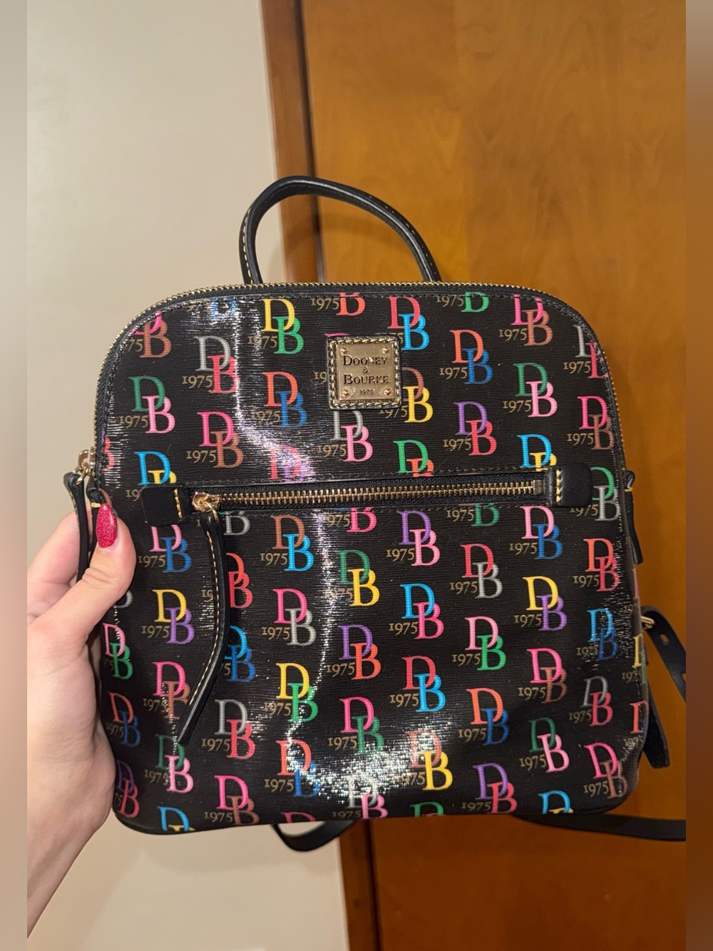 Dooney & Bourke DB75 Rainbow Multicolor Monogram Backpack NWOT